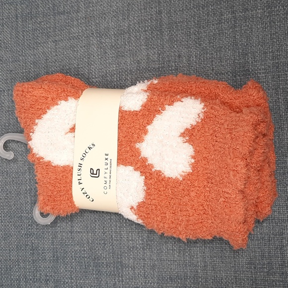 Socks Sox Sock Fuzzy Soft Slipper Thick Warm Cozy Unisex Hearts Love Fun Heart - Picture 1 of 3